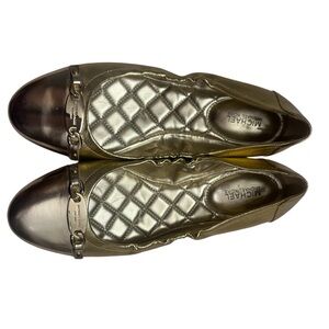 Michael Kors Metallic Gold Quilted Cap-Toe Flats
